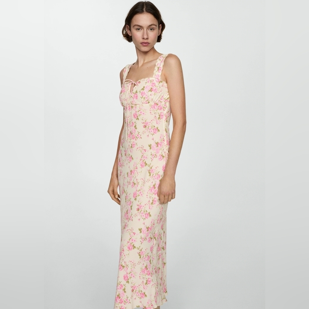 Mango Floral dress with bow neckline - Picture 8 of 9